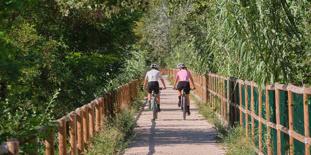 <p>A peu o en bicicleta. </p>